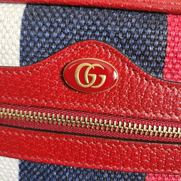 Gucci Canvas Sylvie Stripe Mini Ophidia Crossbody Bag - Picture 2 of 14